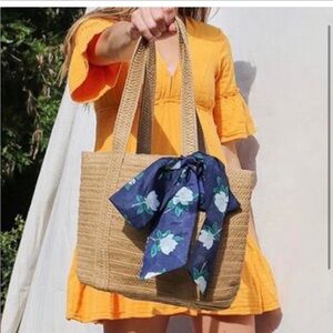 Draper James Straw Bag with Floral Scarf Fab Fit Fun Sealed in Plastic